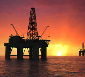 oil rig at sunset