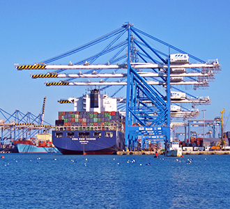 Trade ship at port