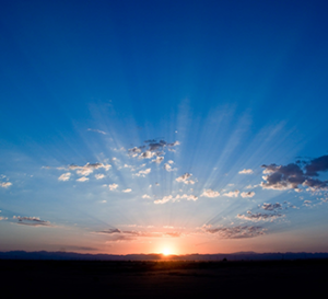 Sunrise with blue skies