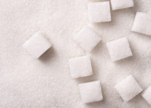 sugar cubes on white background