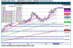 Aug LC chart on 7.21.25 by eSignal Interactive