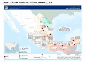 USDA New World Screwworm chart on 5.19.26
