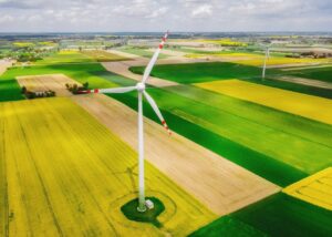 Windmill in farmland