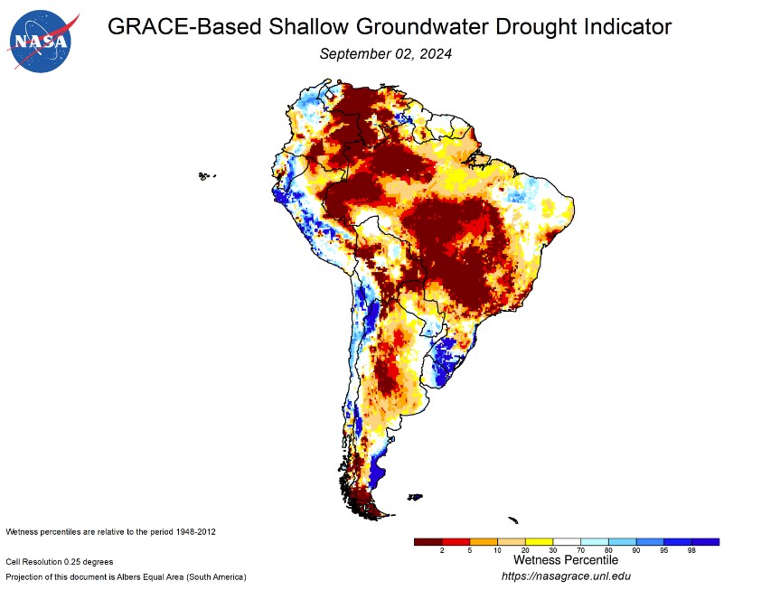 NASA GRACE drought indicator map