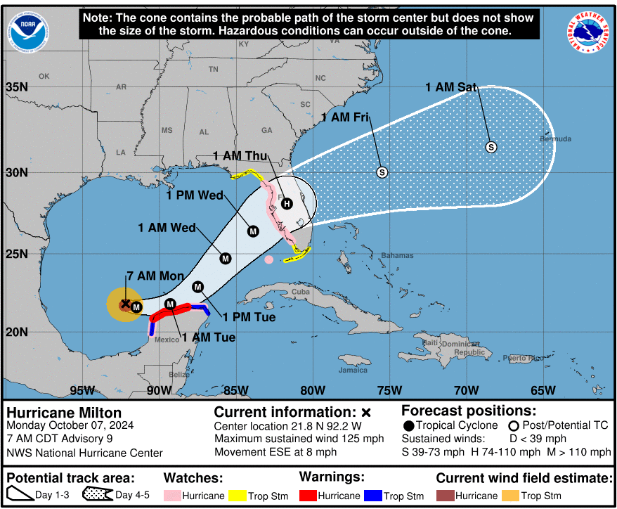 NOAA Map of Hurricane Milton
