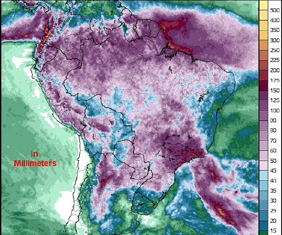South America Rainfall Chart