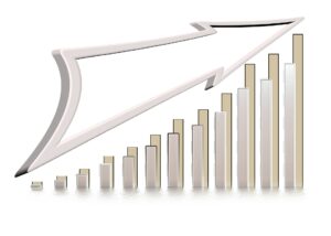 up arrow with bar graph