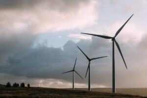 windmills on a cloudy day